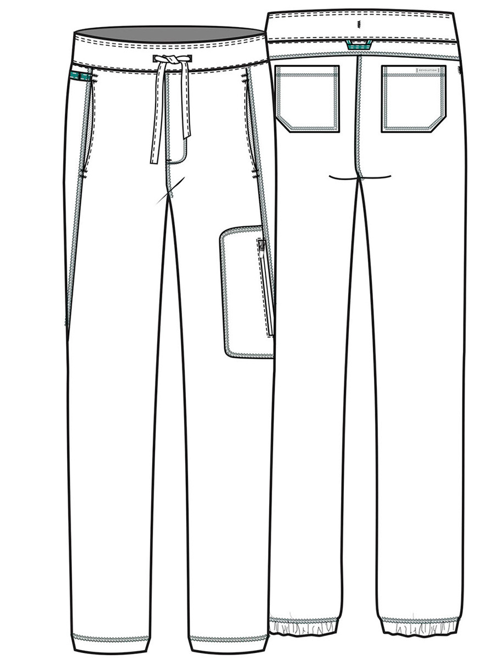 Брюки медицинские мужские Cherokee WW012 на резинке с кулиской, зеленый, M