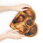 Деревянная менажница из кедра для подачи блюд и закусок "Сердце"