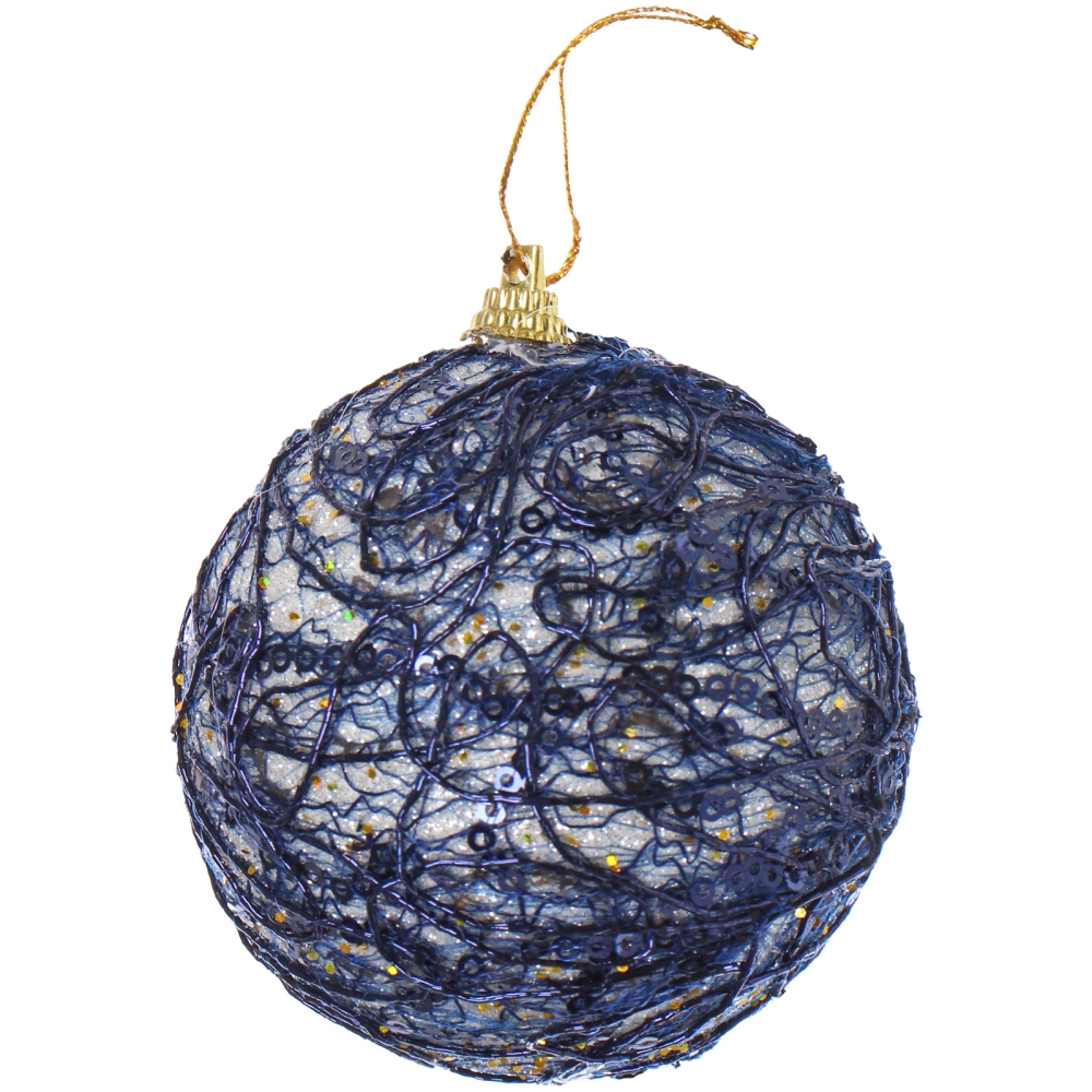 Елочное украшение шар 8см темно-синий