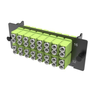 Адаптерная планка 16?LC Duplex адаптеров, (цвет адаптеров - желто-зеленый), OM5 1 1U