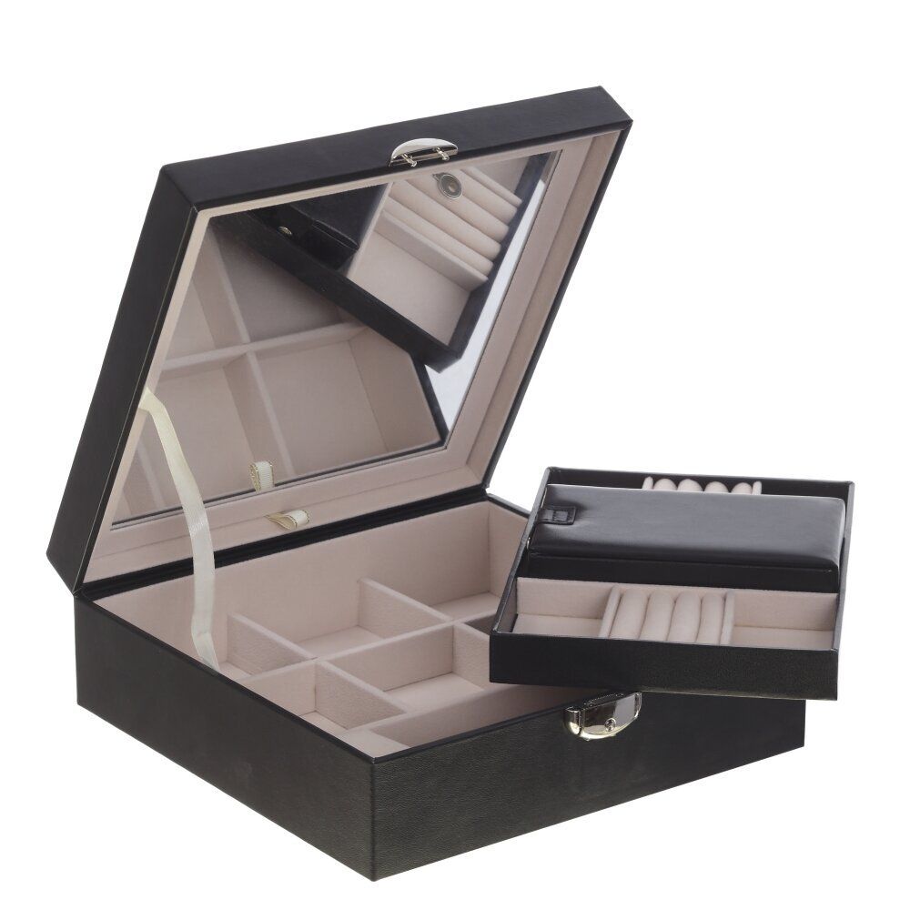 GAEM Шкатулка для украшений и часов с дорожным футляром, L25 W25 H8,5 см