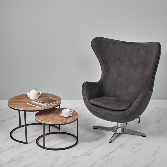 Кресло EGG STYLE CHAIR серый, искусственная замша