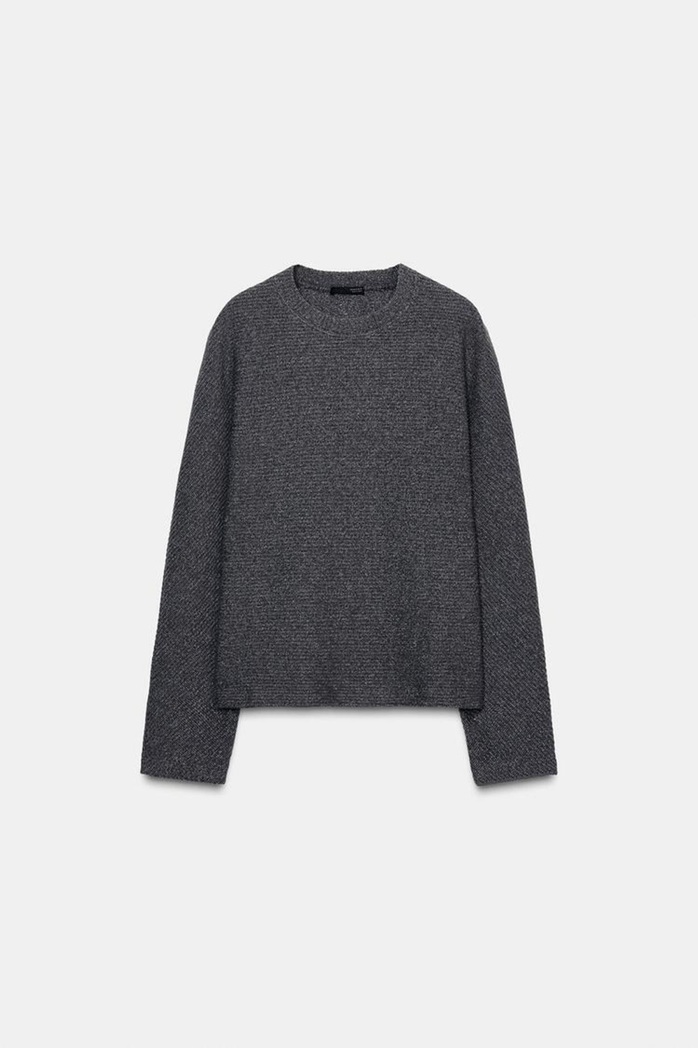 ZARA МЯГКАЯ ТОЛСТОВКА С ДЛИННЫМ РУКАВОМ, СЕРЫЙ МЕЛАНЖ