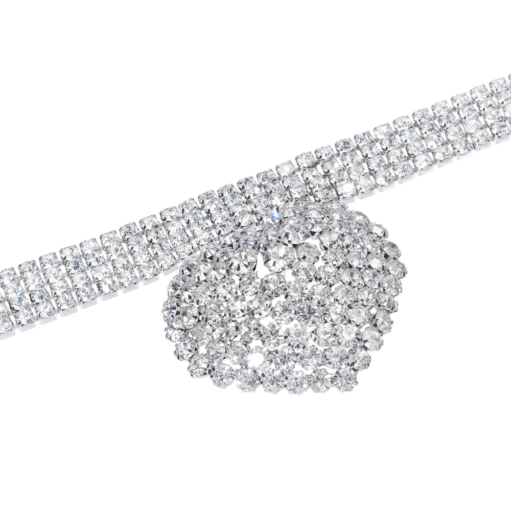 Колье-люкс, чокер россыпь цирконов, крупное сердце