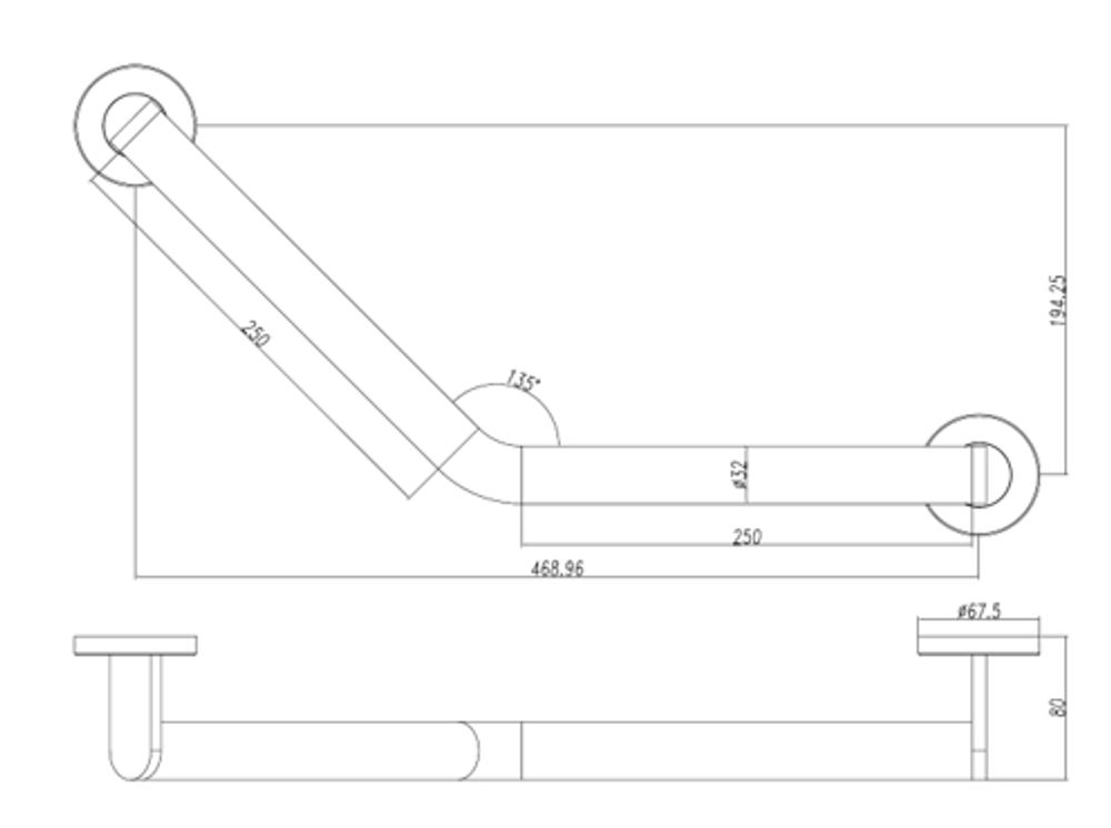 Поручень угловой 135º нерж. сталь NOFER 15261.S матовый