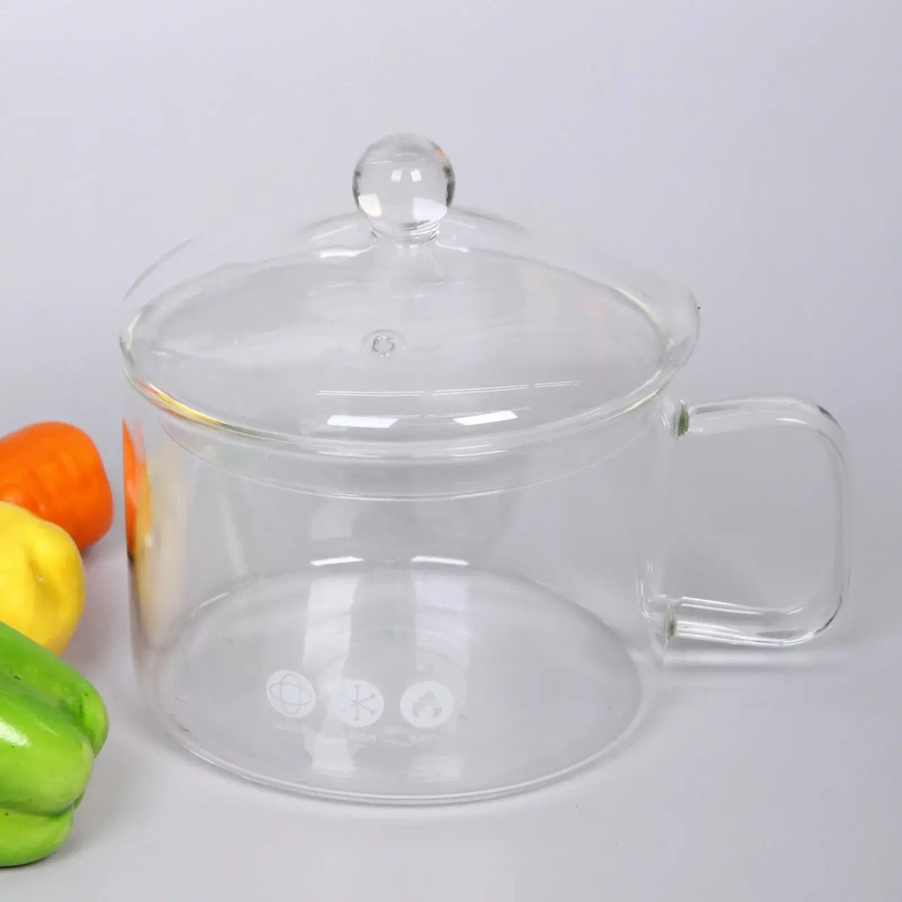 Кастрюля из боросиликатного стекла 1,5л «Хай-Тек» со стеклянной ручкой