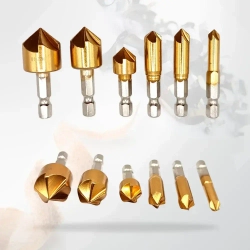 Набор зенкеров по металлу и дереву 6, 8, 9, 12, 16 и 19мм с титановым покрытием, в наборе 6шт