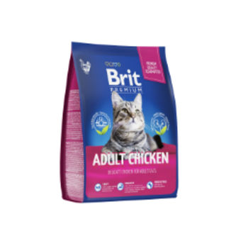 Сухой корм для кошек BRIT PREMIUM с курицей для взрослых "Cat Adult Chicken", 8кг