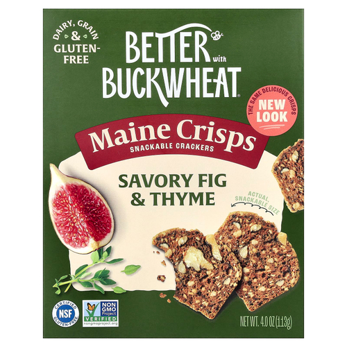 Better with Buckwheat, хрустящие снеки из штата Мэн, с пикантным инжиром и чабрецом, 113 г (4 унции)