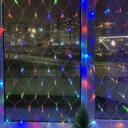 Светодиодная новогодняя гирлянда ЭРА ENIS-01R сеть 1,8мХ1,5м RGB | Гирлянды