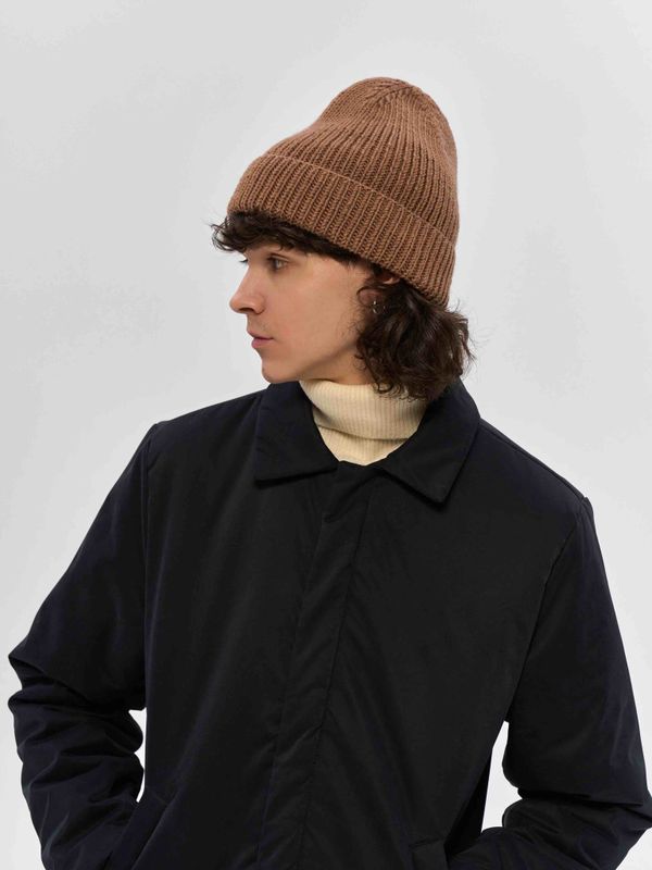 Шапка Бини Вязаная коричневая - фото 3