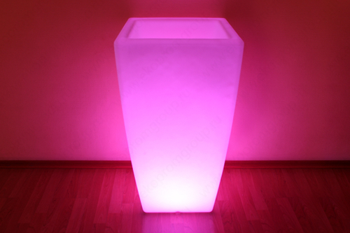 Комплект Кашпо "Flox" большое белый с беспроводной подсветкой ЭкоПром(500x500x680см;7,142кг;Белый) - арт.557135