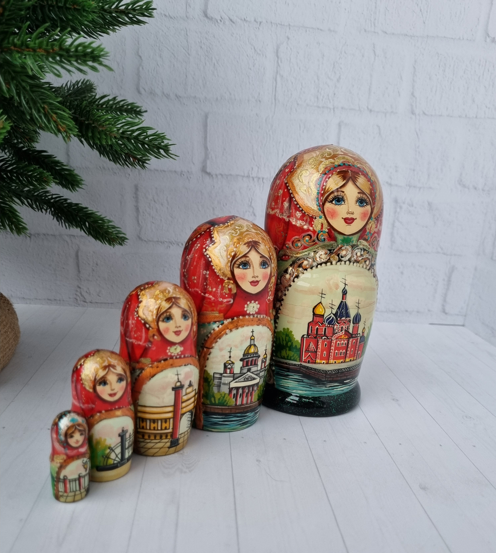 Матрешка Санкт-Петербург 15см 5 мест