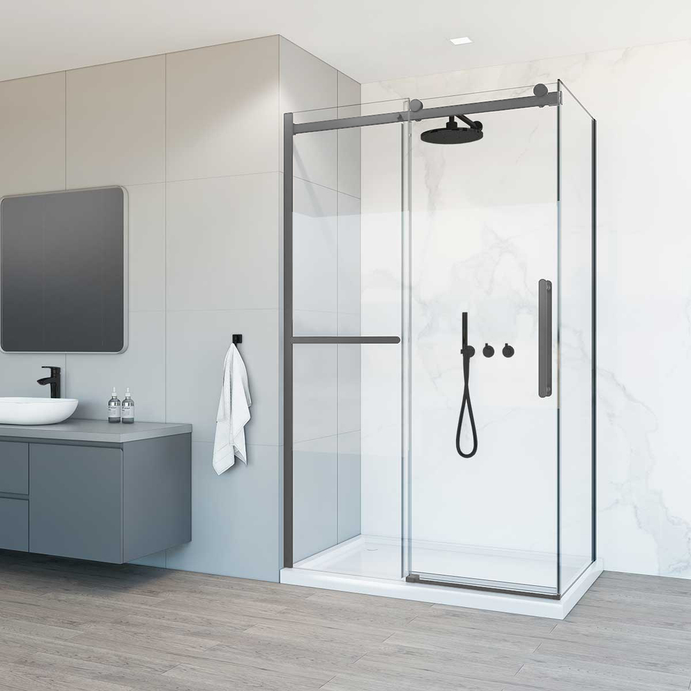 Душевой уголок Комо Софт (Como Soft) Vincea VSR-1CS1012CLGM, 1200*1000, вороненая сталь, стекло прозрачное