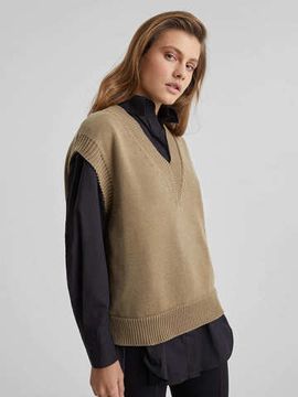 AIM из хлопка с V образным вырезом, светлый хаки.