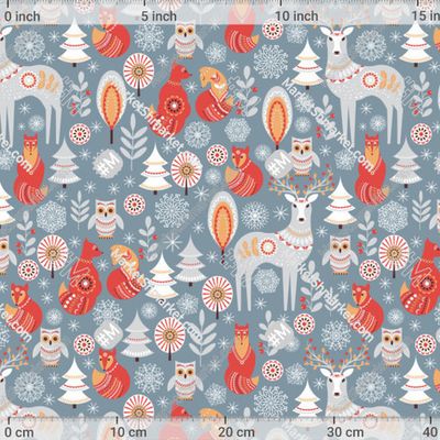 Олени, лисы, совы. Зимний лес. Скандинавский  by Irina Skaska 341 DPI