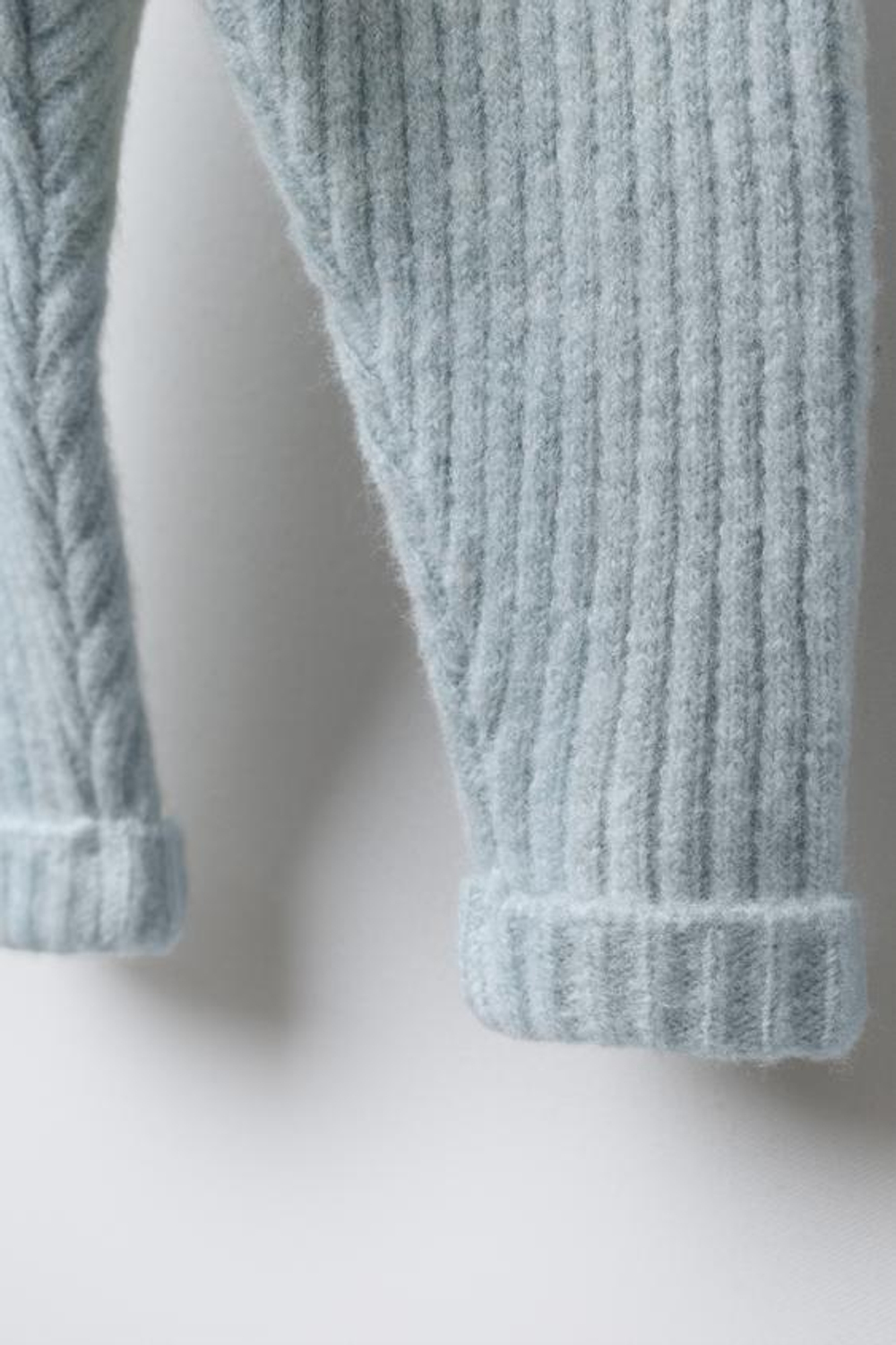 ZARA ЛЕГИНСЫ ИЗ РУБЧАТОГО ТРИКОТАЖА, ВОДЯНИСТО-ЗЕЛЕНЫЙ