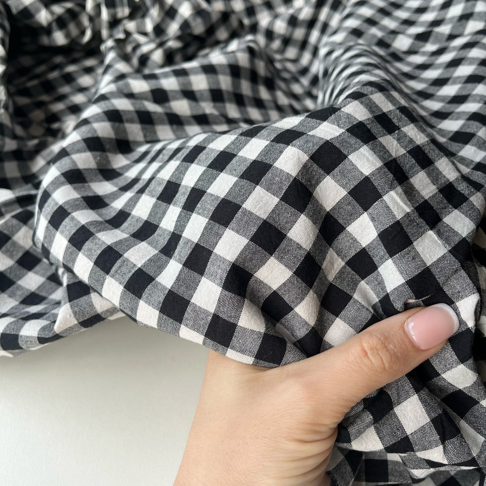 Вареный хлопок 250см. Черная клетка (1см)