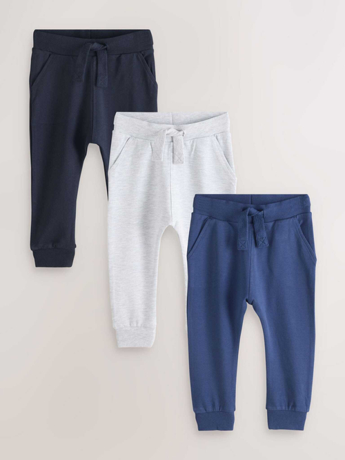 Джоггеры для мальчика Next 156-354, 3 шт., Темно-синий, Светло-серый, Синий