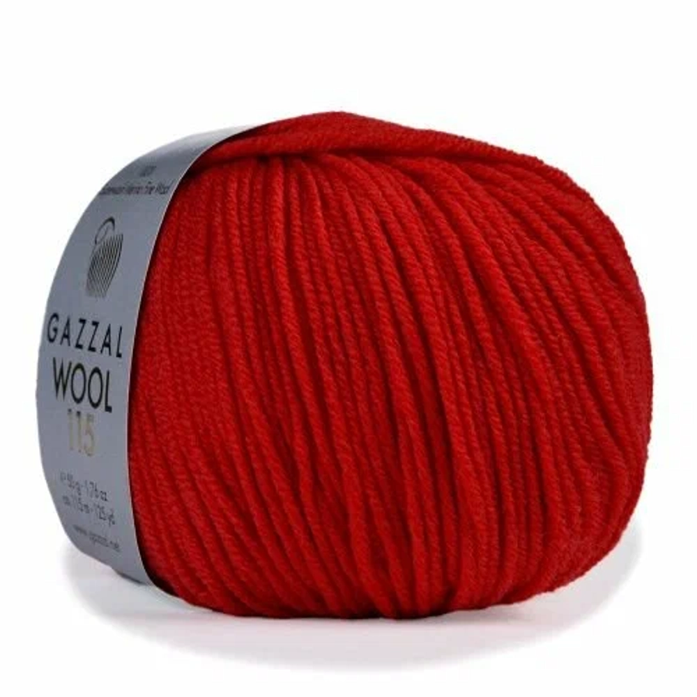 Пряжа GAZZAL Wool 115 цвет 3319 т. красный 50 гр. 115 м 100% тонкая шерсть мериноса супервош