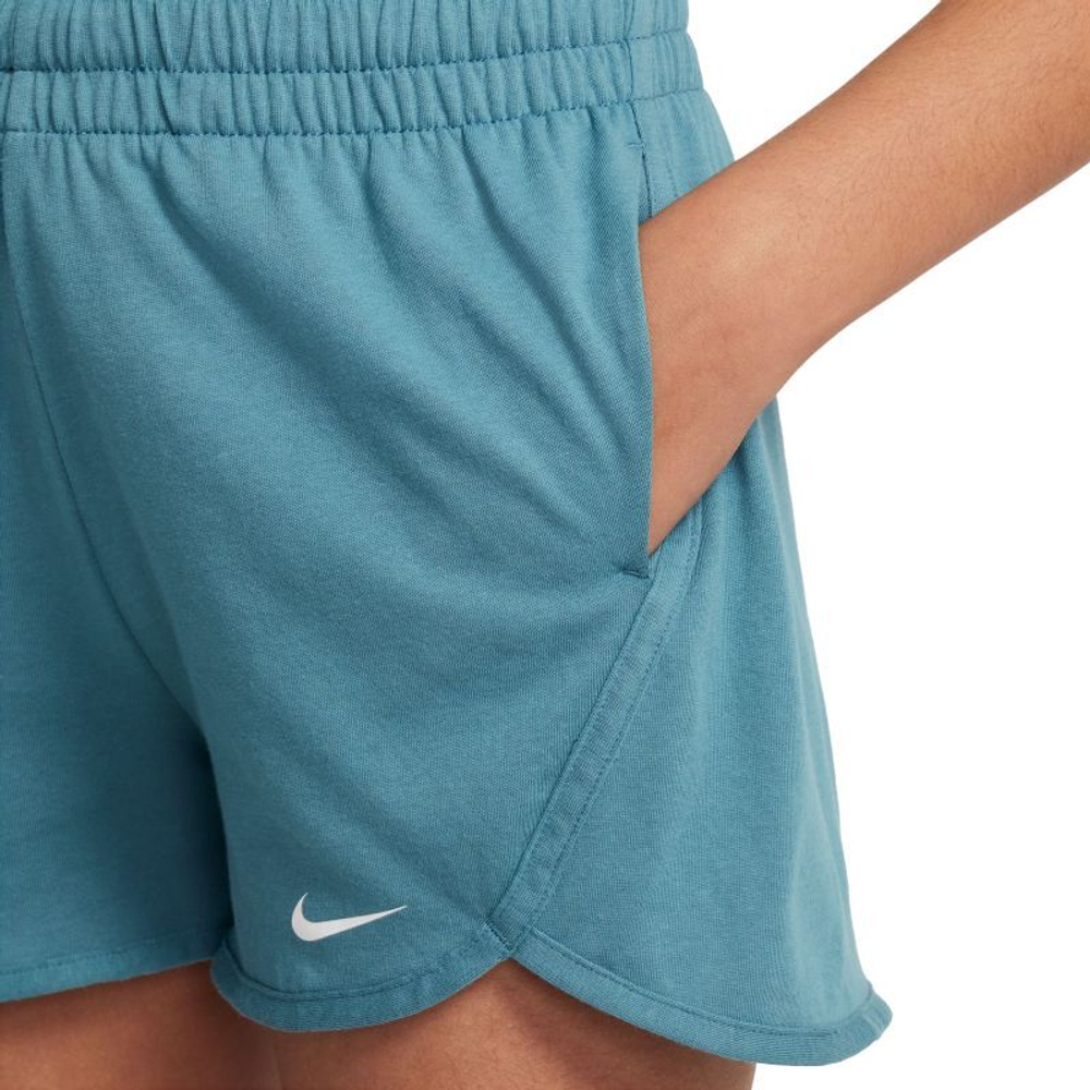 Шорты для девочки теннисные Nike Dri-Fit Breezy High-Waisted Training Shorts - mineral teal/white