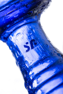 Синий двусторонний стеклянный фаллоимитатор Double Crystal - 19,5 см.