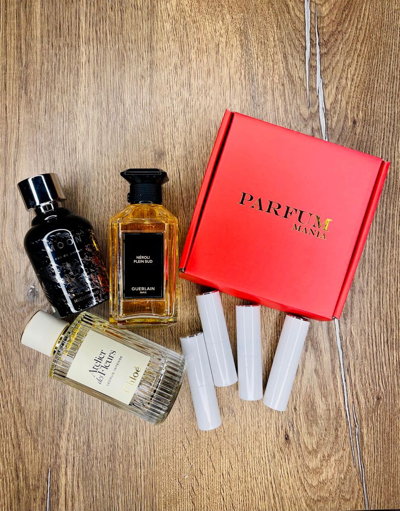 МЕГА БОКС Guerlain Néroli Plein Sud, Chloé Cedrus Intense, Osmassino I&#39;m horny, Nicheend Moon