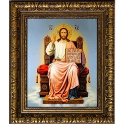 Иисус Христос на троне. Икона на холсте.