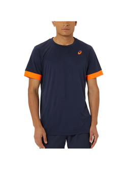 ASICS, MEN COURT SS TOP, MIDNIGHT/SHOKING ORANGE, , M