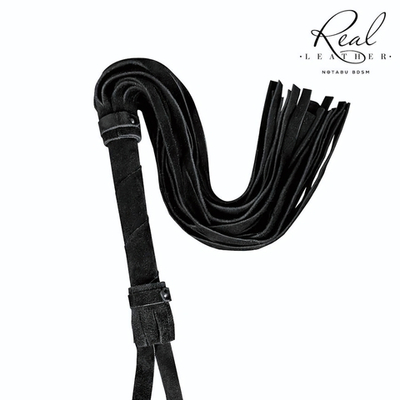 Черная кожаная плеть - 55 см. (Цвет: черный)