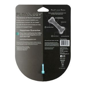 Двухслойная жевательная косточка Playology DUAL LAYER BONE для собак мелких пород с ароматом арахиса, маленькая, цвет голубой
