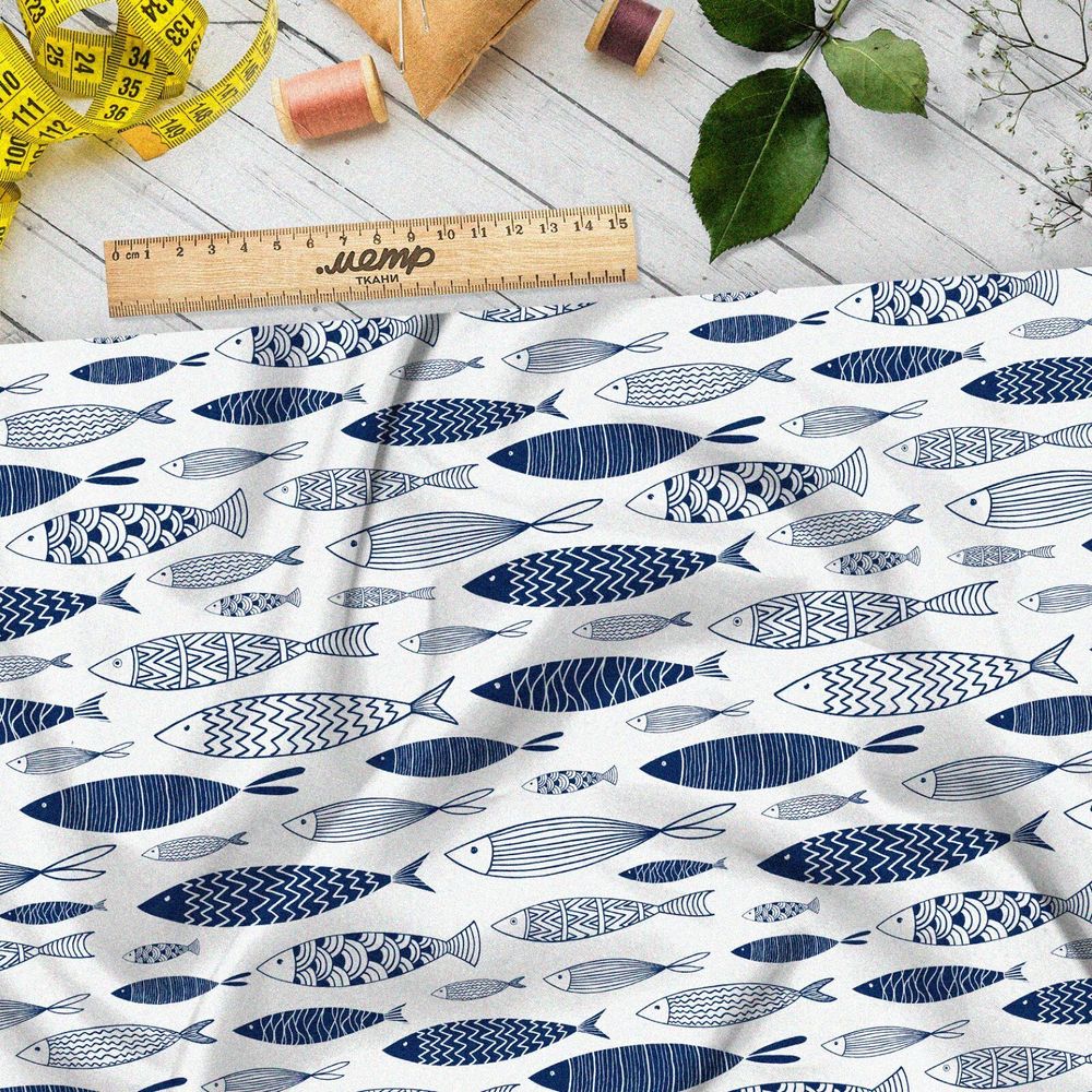 Ткань барби океанские рыбки
