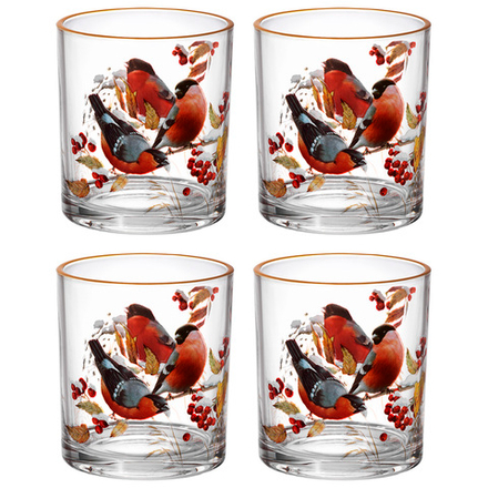 НАБОР СТАКАНОВ ИЗ 4-Х ШТ. "СНЕГИРИ" 320 МЛ