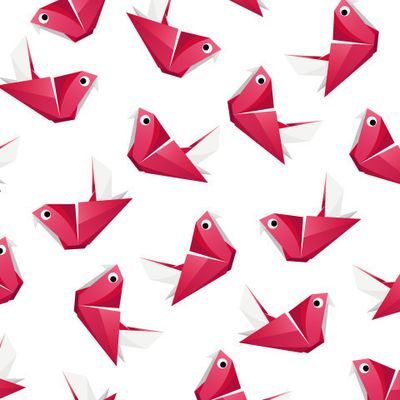Красная птица оригами