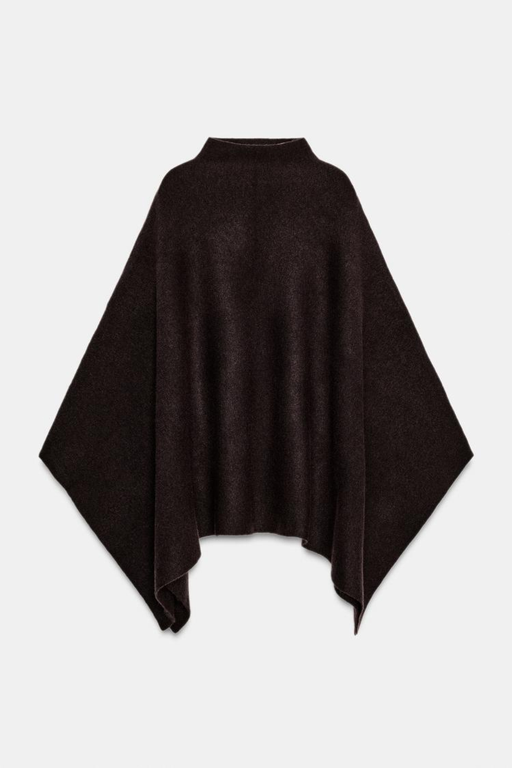 ZARA ТРИКОТАЖНАЯ НАКИДКА С ВЫСОКИМ ВОРОТНИКОМ, КОРИЧНЕВЫЙ