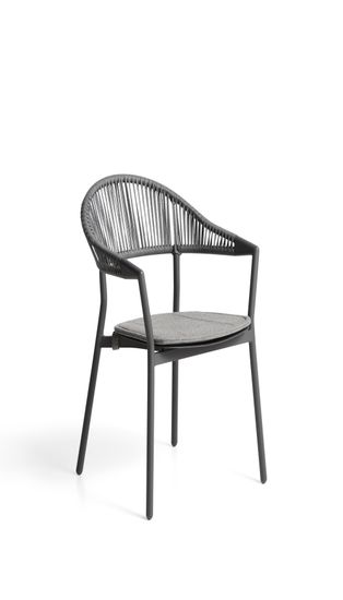 Уличный стул Alimia из графитового алюминия с серой веревкой