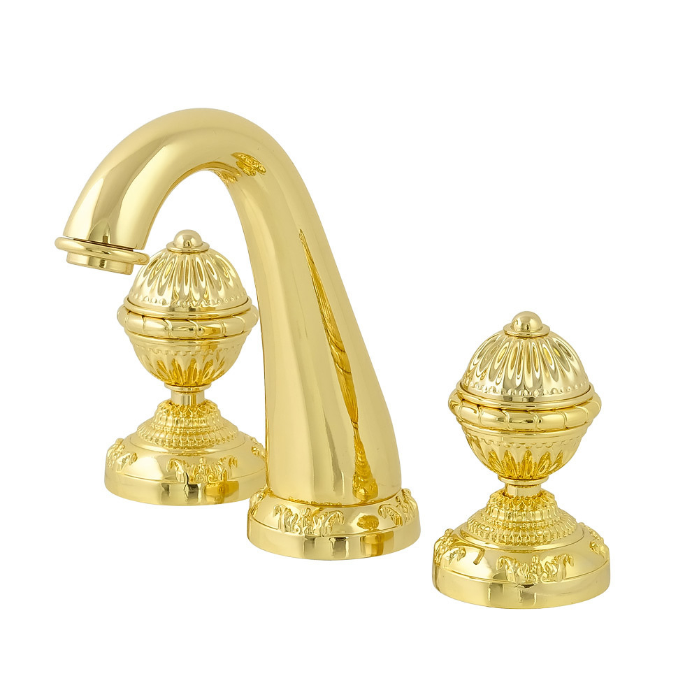 Смеситель для раковины на 3 отв. Migliore Cristalia Swarovski  27184 (ML.CRS-3712.DO) золото