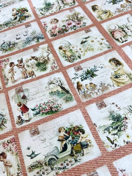 ВИНТАЖНЫЕ ОТКРЫТКИ, Купон 58/110 см - 100% хлопок 4