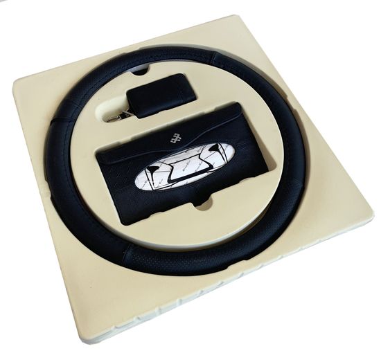 Подарочный набор автомобилисту "Бизнес" (оплетка + органайзер + ключница) из нат. кожи класса "Премиум"