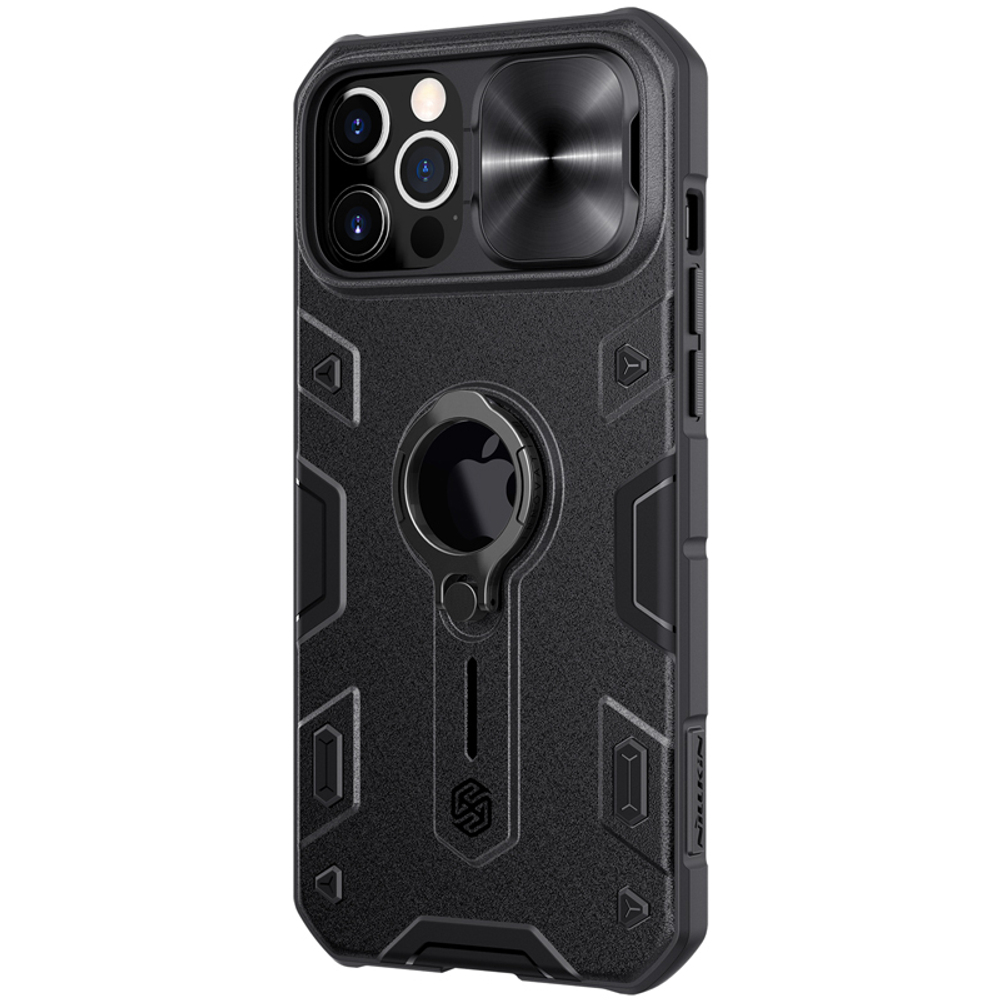 Чехол для телефона iPhone 12 Pro Max от Nillkin серии CamShield Armor Case с кольцом и металлической защитной шторкой для задней камеры