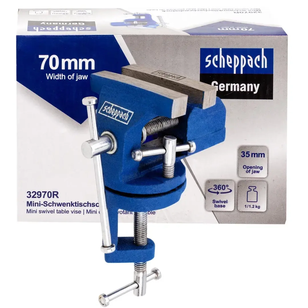 Тиски слесарные поворотные мини (ширина губ - 70мм) Scheppach Sch-32970R