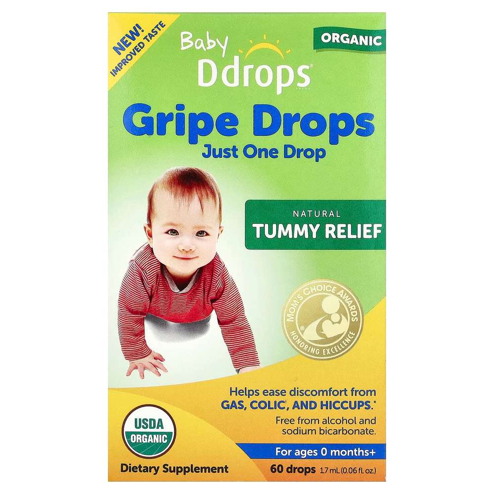Ddrops, Baby, органические леденцы от укропа, для детей от 0 месяцев, 1,7 мл (0,06 жидк. унции)