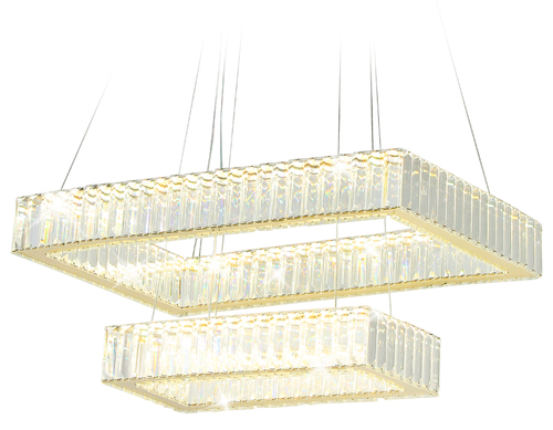 Подвесная светодиодная люстра с хрусталем TR5007/2 GD/CL золото/прозрачный 90W 3000K/4200K/6400K 600*400*950 (Без ПДУ)
