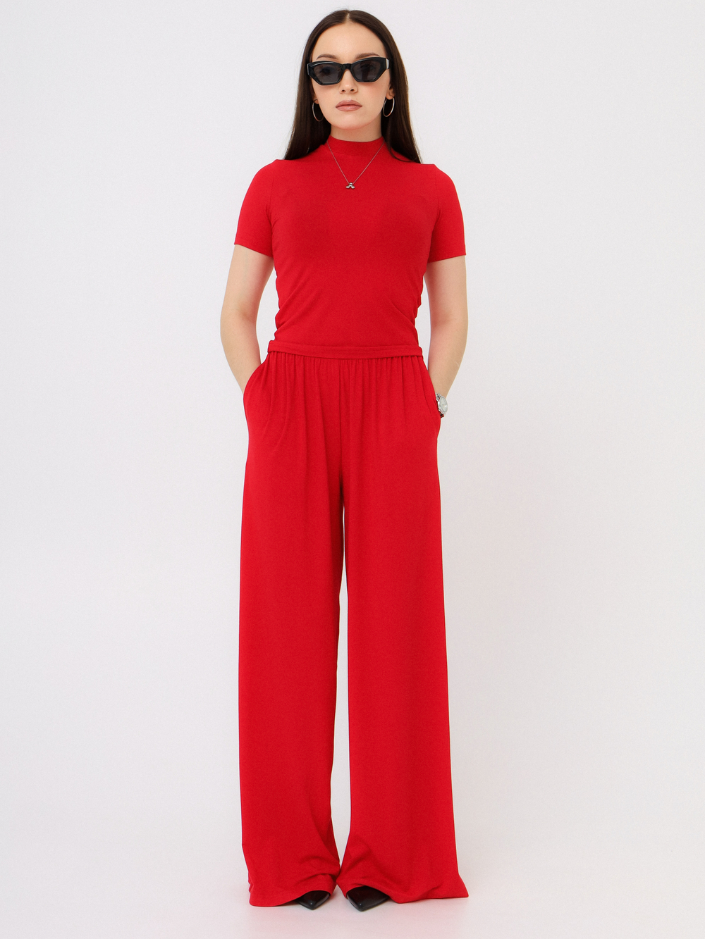 Брюки Вискоза, красные