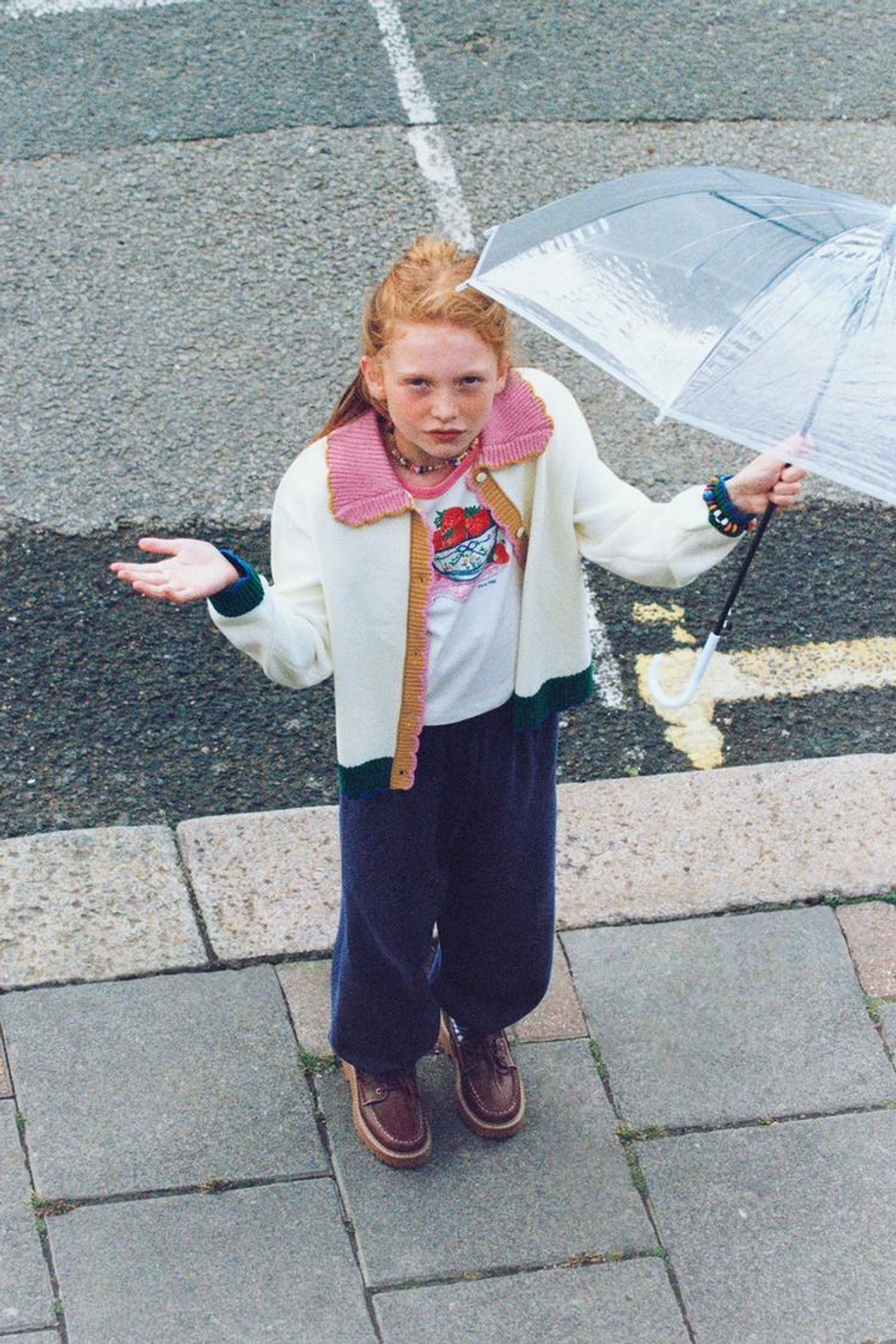 ZARA КОНТРАСТНЫЙ ВЯЗАНЫЙ КАРДИГАН, ЭКРЮ