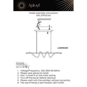 Подвесной светильник 40W 3500K APL.079.03.40 золото Franka Aployt