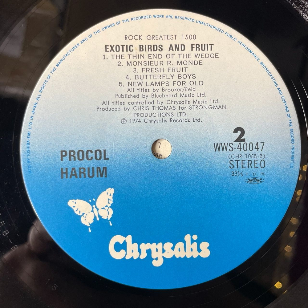 Винтажная виниловая пластинка LP Procol Harum Exotic Birds And Fruit (Japan 1977) (No Obi) Nothing But The Truth