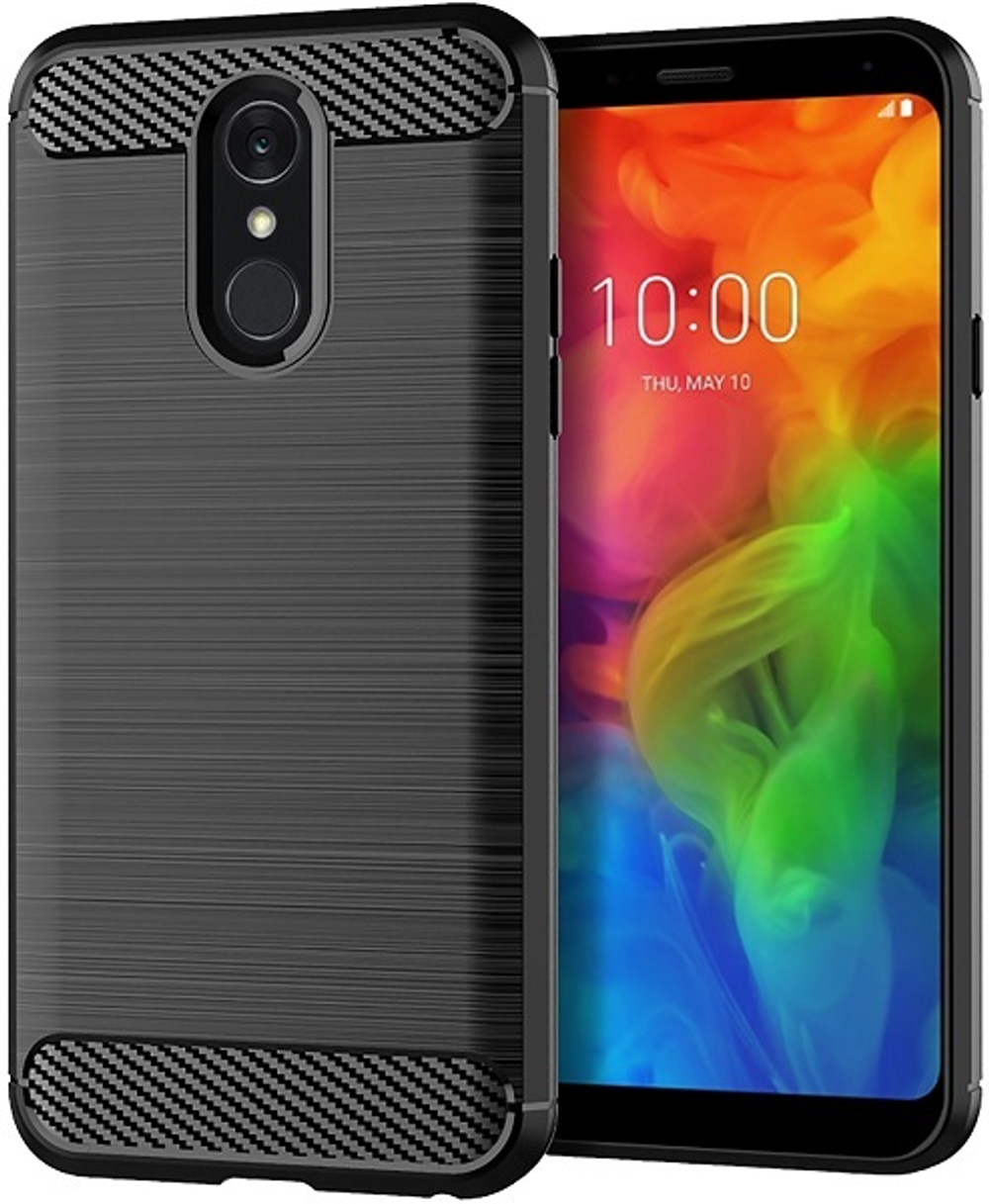 Чехол для LG Q7 (Q7+, Q7 Alpha) цвет Black (черный), серия Carbon от Caseport