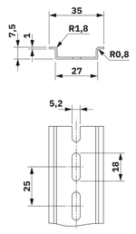 0843111 - NS 35/ 7,5 PERF (18X5,2)2000MM-VPE 10 - DIN-рейка перфорацией