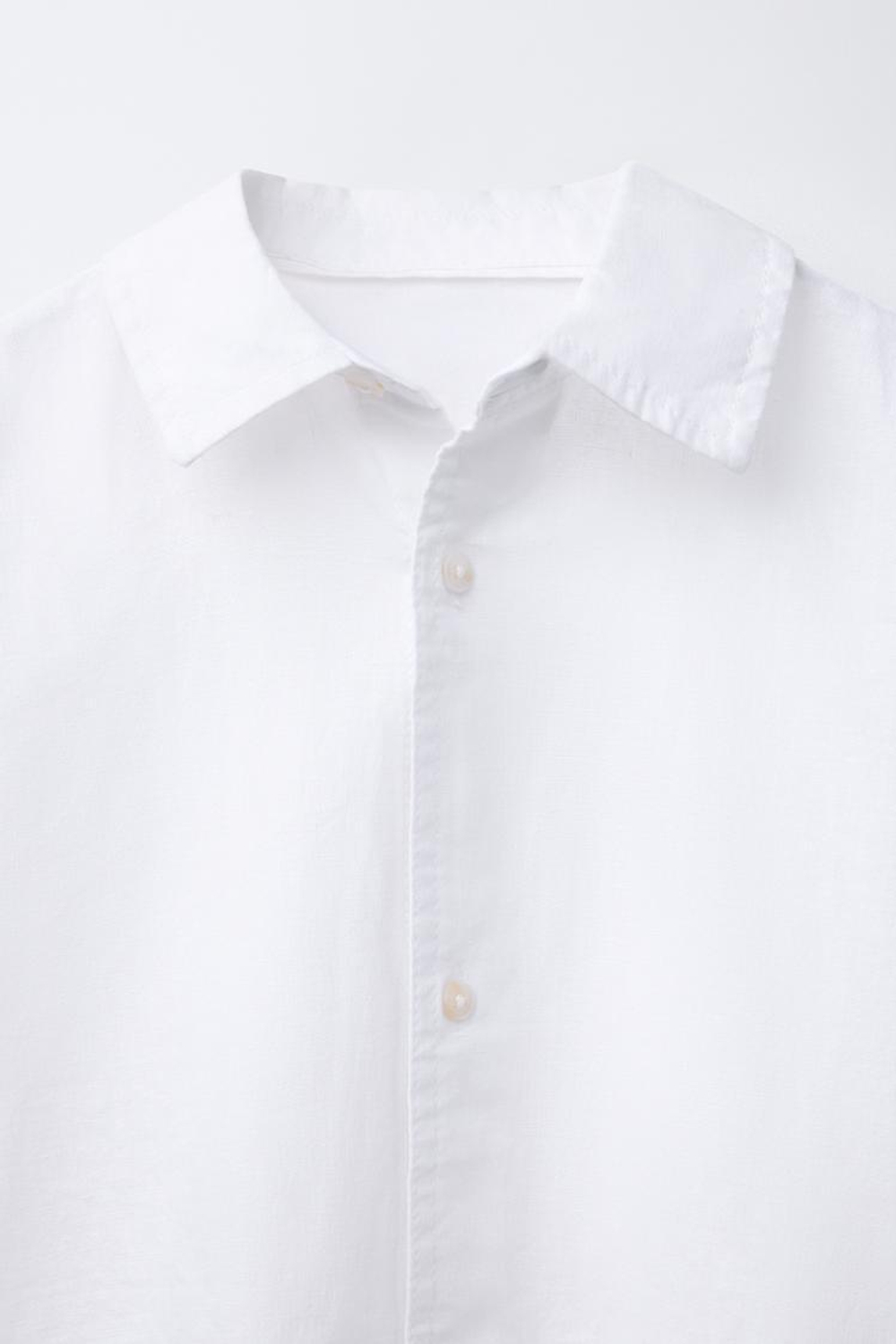 ZARA РУБАШКА ИЗ СМЕСОВОГО ЛЬНА, БЕЛЫЙ